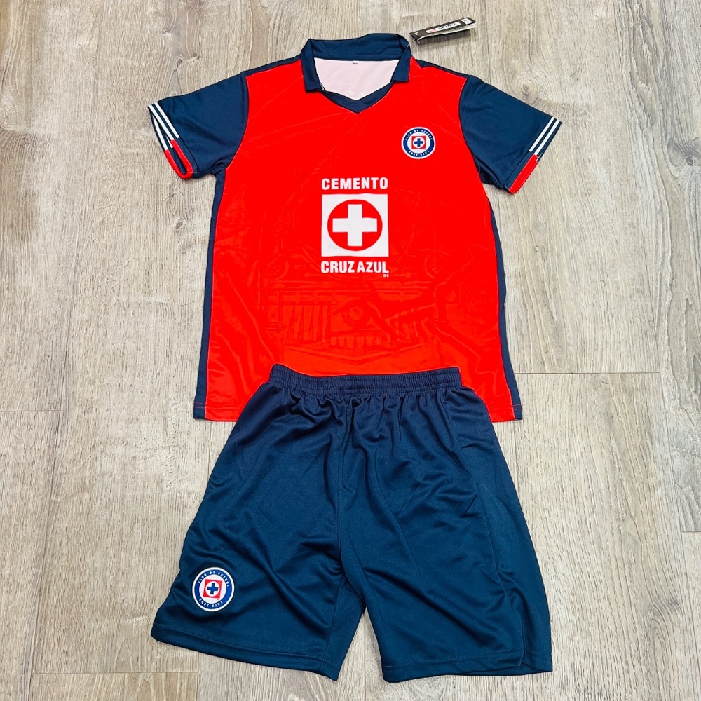 Cruz Azul Red Blue SET SHORT AND JERSEY unisex youth kids size 30 soccer